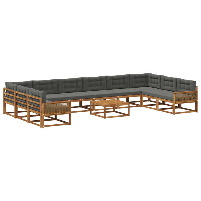 Set de canapele de exterior cu pernă 11 pcs Natural și Antracit WALTI
