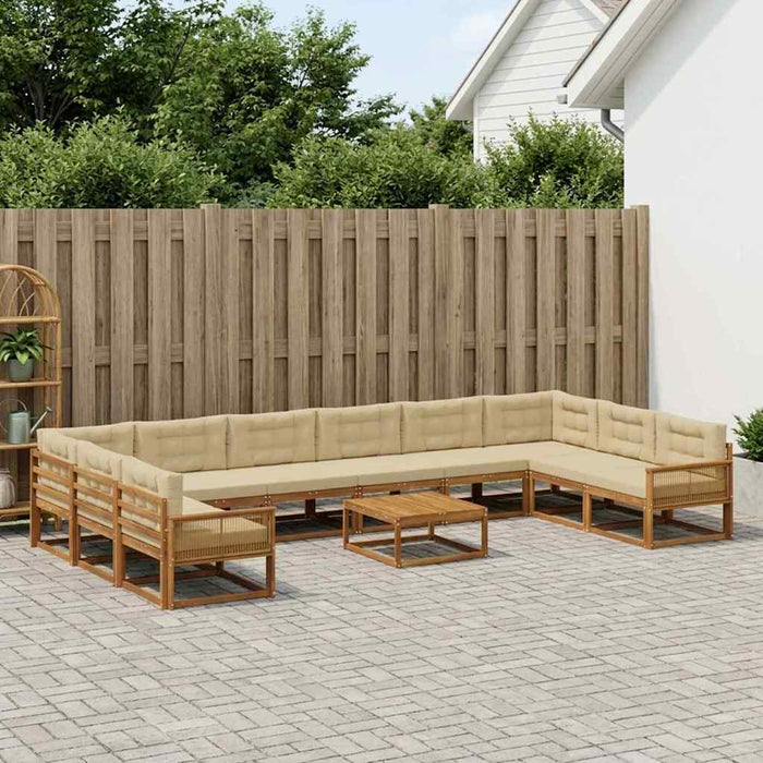 Set de canapele de exterior cu pernă 11 pcs Natural și Bej WALTI