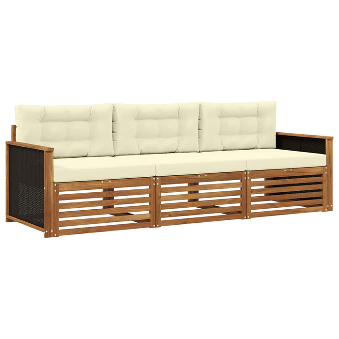 Set de canapele de exterior 3 pcs Natural și Crem Poliester WALTI