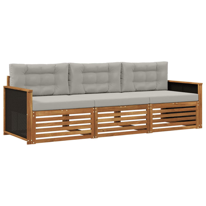 Set de canapele de exterior 3 pcs Natural și gri deschis WALTI