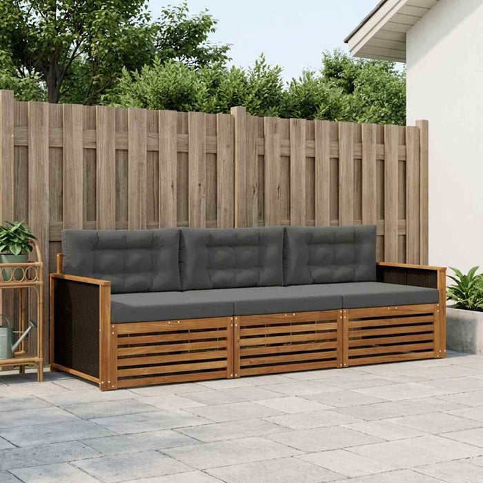 Set de canapele de exterior 3 pcs Natural și Antracit Poliester WALTI