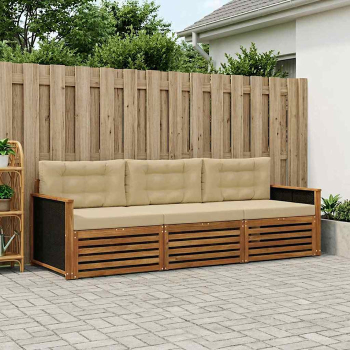 Set de canapele de exterior 3 pcs Natural și Bej Poliester WALTI