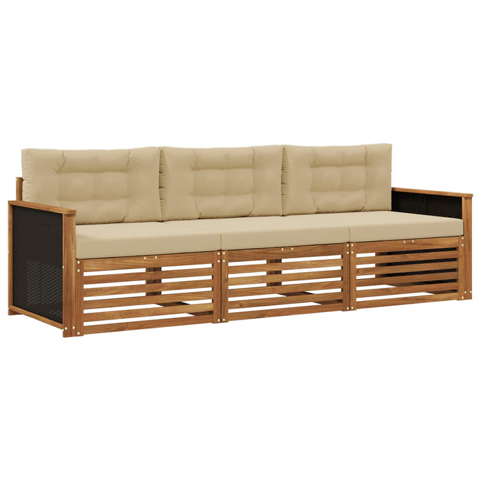 Set de canapele de exterior 3 pcs Natural și Bej Poliester WALTI