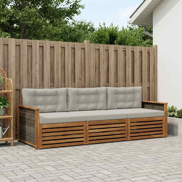Set de canapele de exterior 3 pcs Natural și gri deschis WALTI