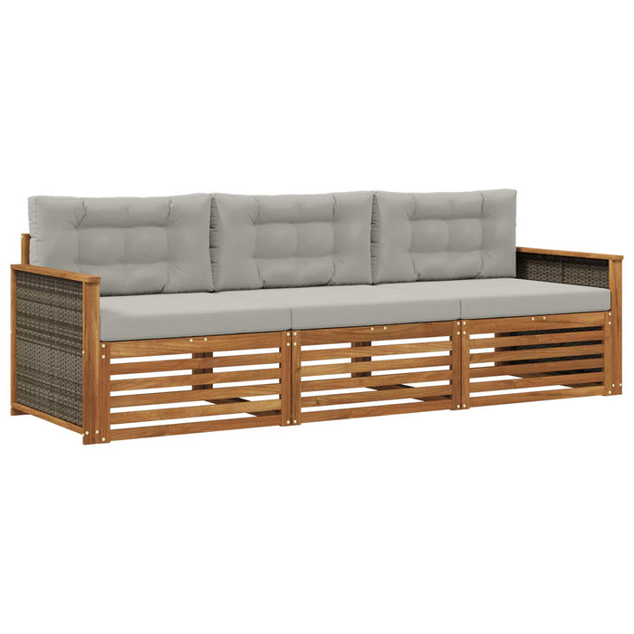 Set de canapele de exterior 3 pcs Natural și gri deschis WALTI