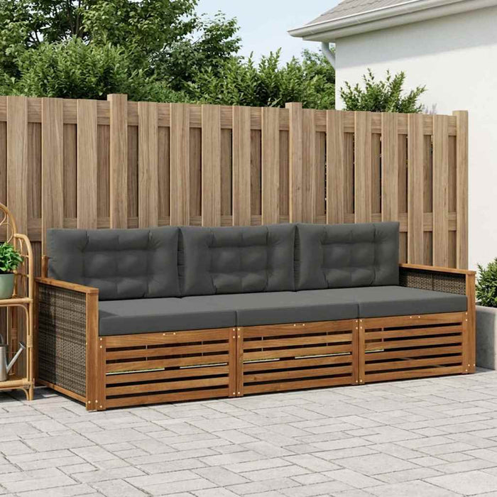Set de canapele de exterior cu pernă 3 pcs Natural și Antracit WALTI