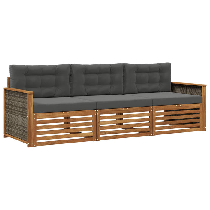Set de canapele de exterior cu pernă 3 pcs Natural și Antracit WALTI