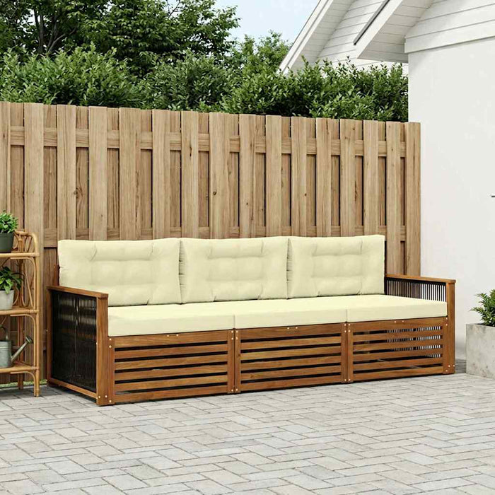 Set de canapele de exterior cu pernă 3 pcs Natural și Crem WALTI