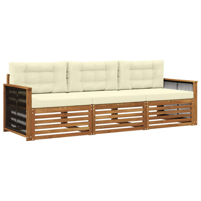 Set de canapele de exterior cu pernă 3 pcs Natural și Crem WALTI