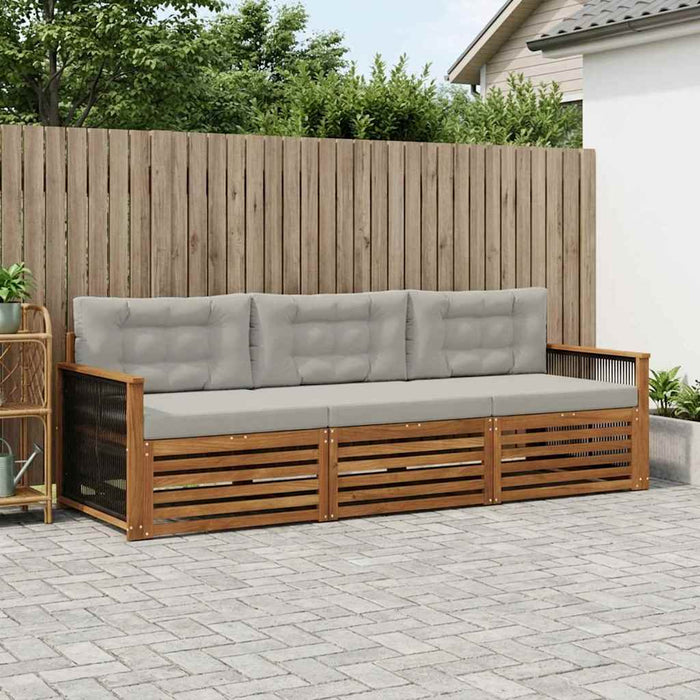Set de canapele de exterior 3 pcs Natural și gri deschis WALTI