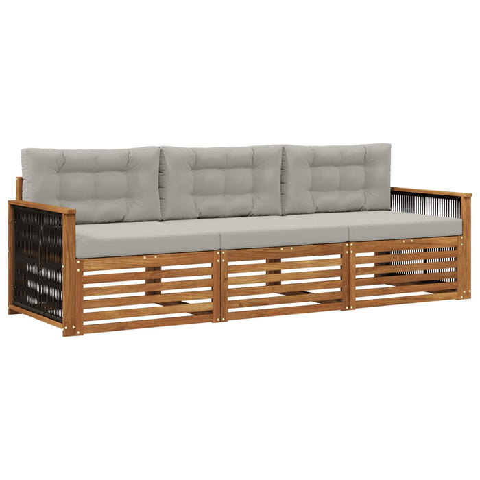 Set de canapele de exterior 3 pcs Natural și gri deschis WALTI
