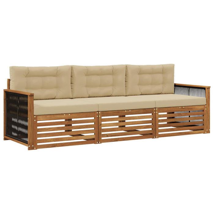 Set de canapele de exterior cu pernă 3 pcs Natural și Bej WALTI