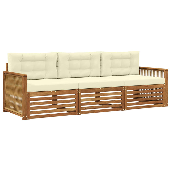 Set de canapele de exterior cu pernă 3 pcs Natural și Crem WALTI
