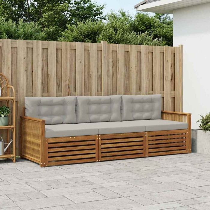 Set de canapele de exterior 3 pcs Natural și gri deschis WALTI
