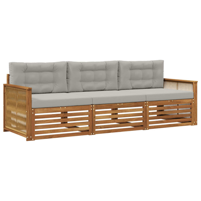 Set de canapele de exterior 3 pcs Natural și gri deschis WALTI