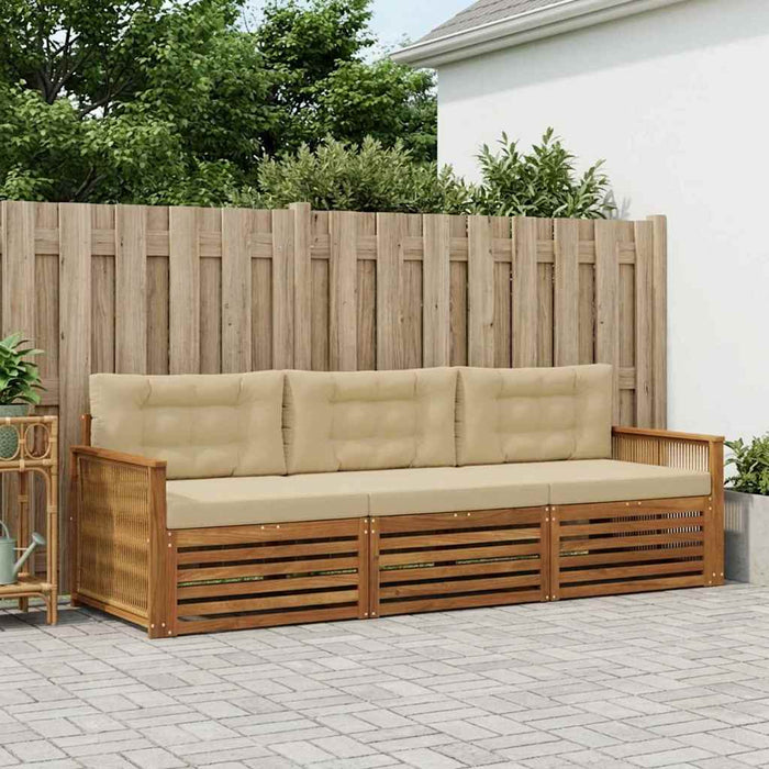 Set de canapele de exterior cu pernă 3 pcs Natural și Bej WALTI