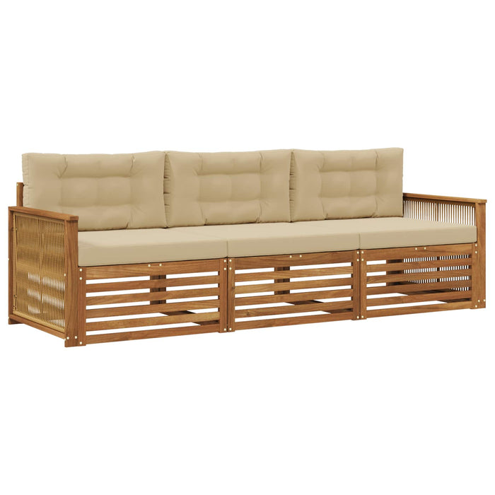Set de canapele de exterior cu pernă 3 pcs Natural și Bej WALTI