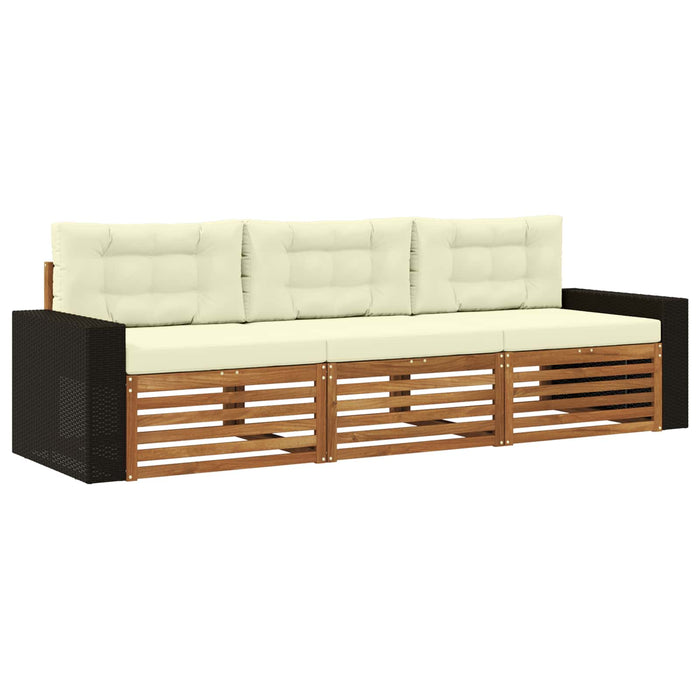 Set de canapele de exterior 3 pcs Natural și Crem Poliester WALTI