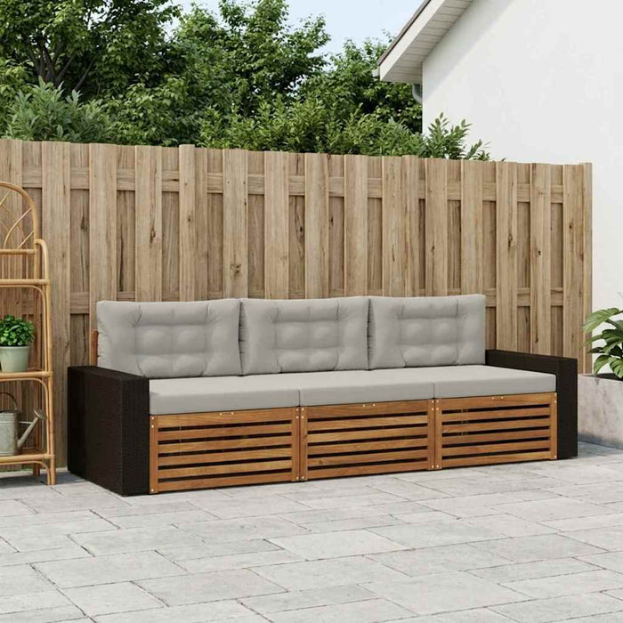 Set de canapele de exterior 3 pcs Natural și gri deschis WALTI
