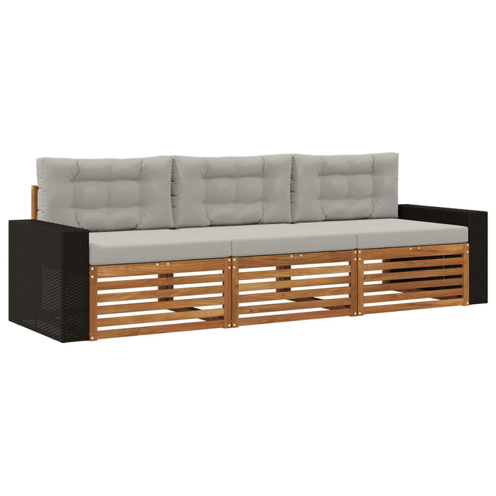 Set de canapele de exterior 3 pcs Natural și gri deschis WALTI