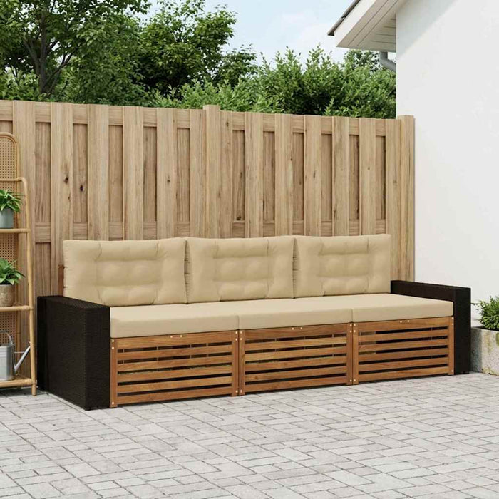 Set de canapele de exterior 3 pcs Natural și Bej Poliester WALTI