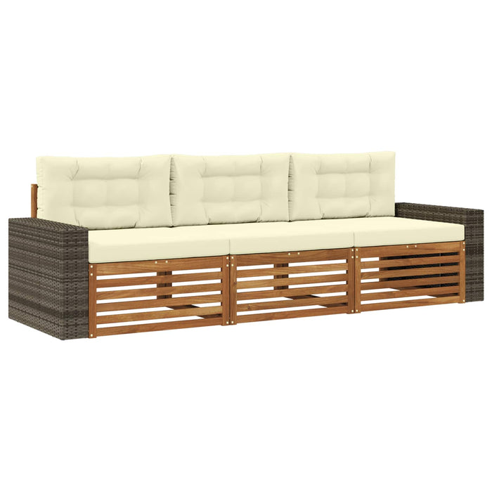 Set de canapele de exterior 3 pcs Natural și Crem Poliester WALTI