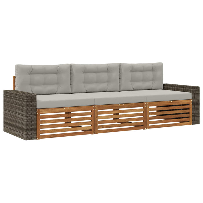 Set de canapele de exterior 3 pcs Natural și gri deschis WALTI