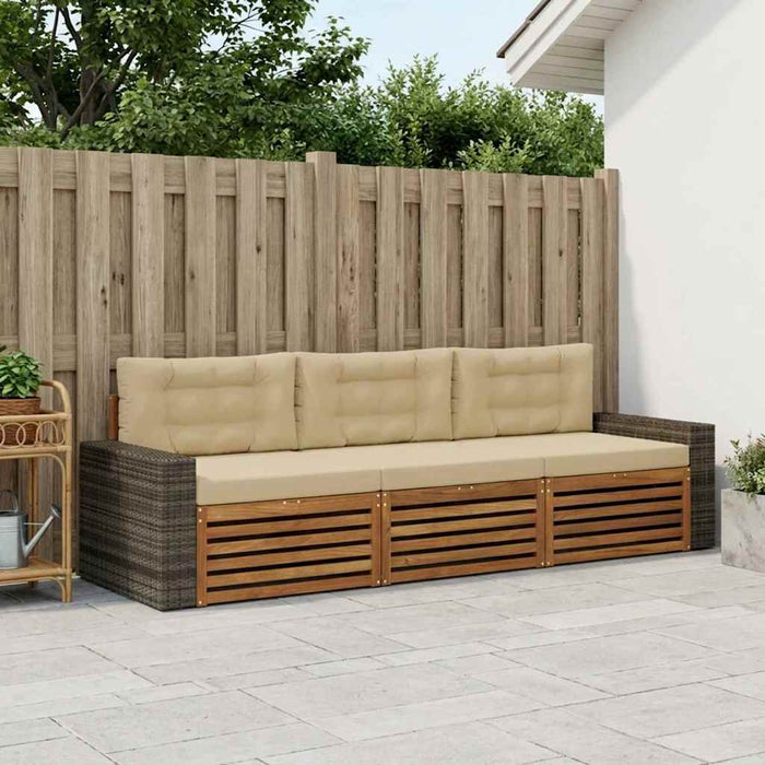 Set de canapele de exterior 3 pcs Natural și Bej Poliester WALTI