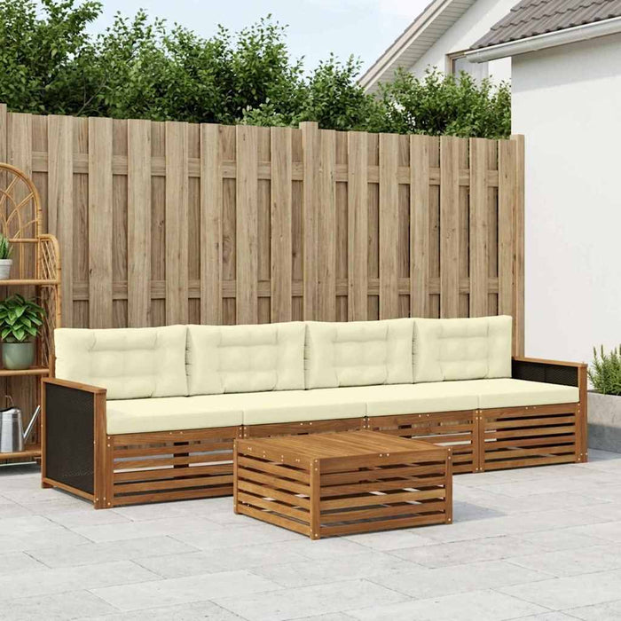 Set de canapele de exterior cu pernă 5 pcs Natural și Crem WALTI