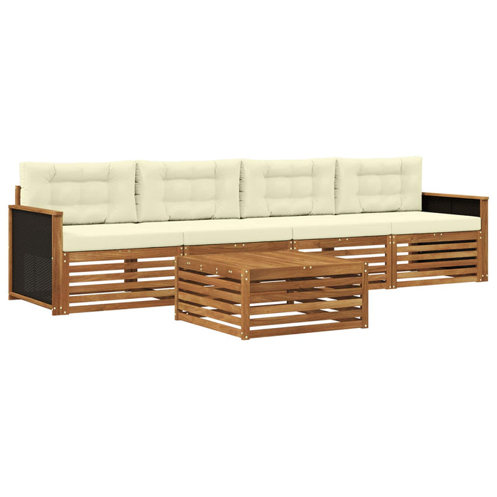 Set de canapele de exterior cu pernă 5 pcs Natural și Crem WALTI