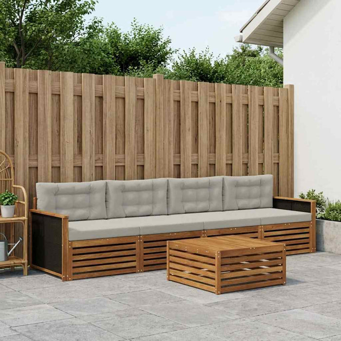 Set de canapele de exterior 5 pcs Natural și gri deschis WALTI