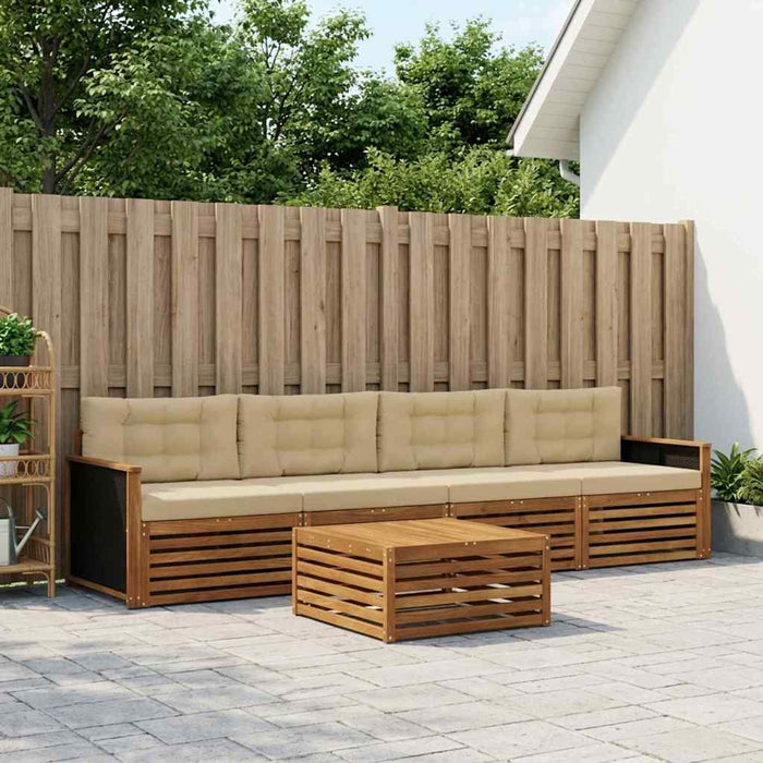 Set de canapele de exterior cu pernă 5 pcs Natural și Bej WALTI