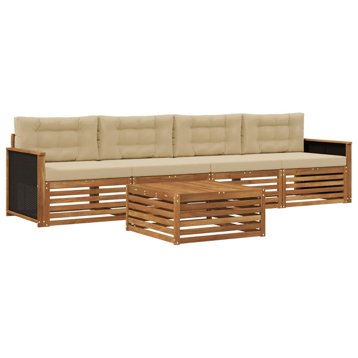 Set de canapele de exterior cu pernă 5 pcs Natural și Bej WALTI