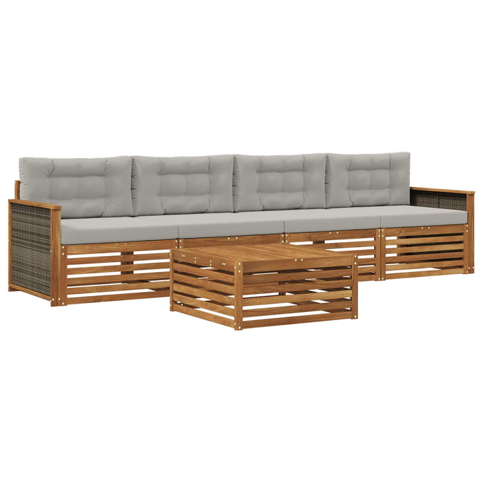 Set de canapele de exterior 5 pcs Natural și gri deschis WALTI