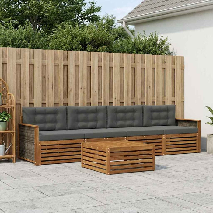Set de canapele de exterior cu pernă 5 pcs Natural și Antracit WALTI