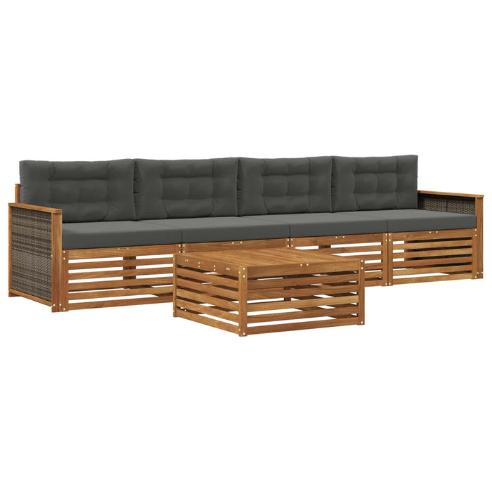 Set de canapele de exterior cu pernă 5 pcs Natural și Antracit WALTI