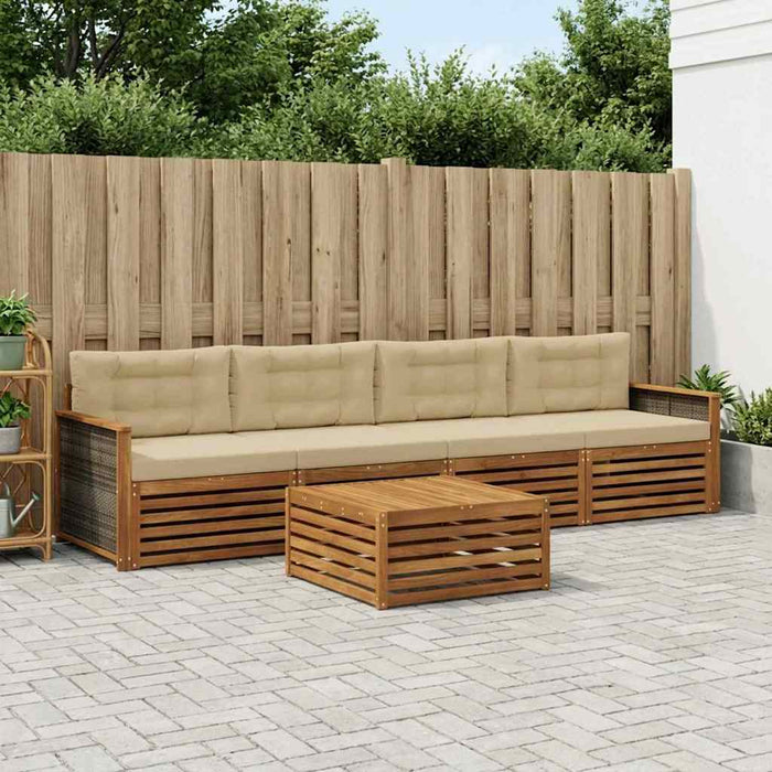 Set de canapele de exterior cu pernă 5 pcs Natural și Bej WALTI