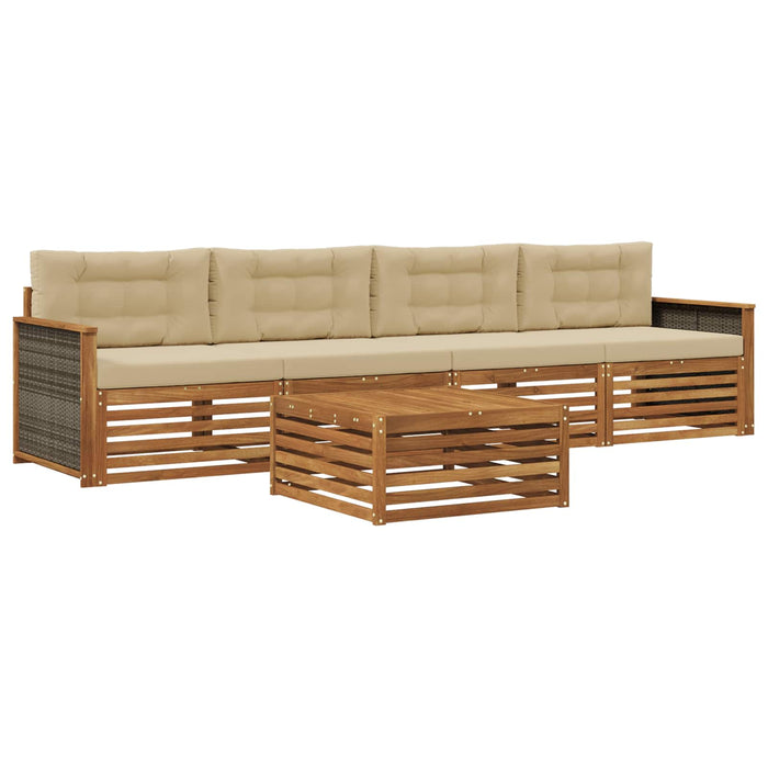 Set de canapele de exterior cu pernă 5 pcs Natural și Bej WALTI