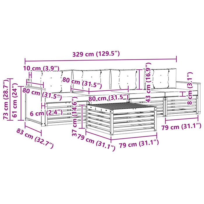 Set de canapele de exterior cu pernă 5 pcs Natural și Bej WALTI