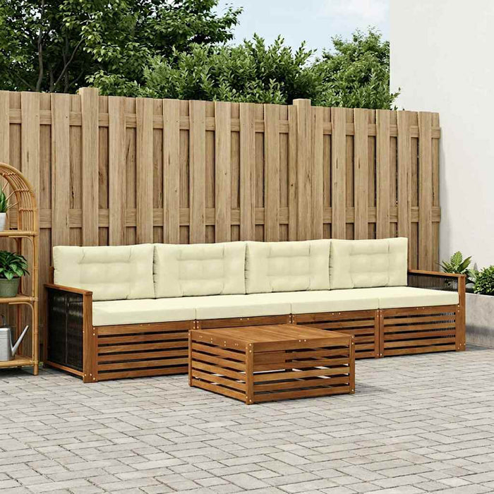 Set de canapele de exterior cu pernă 5 pcs Natural și Crem WALTI