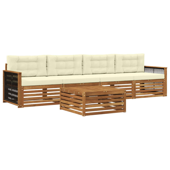 Set de canapele de exterior cu pernă 5 pcs Natural și Crem WALTI