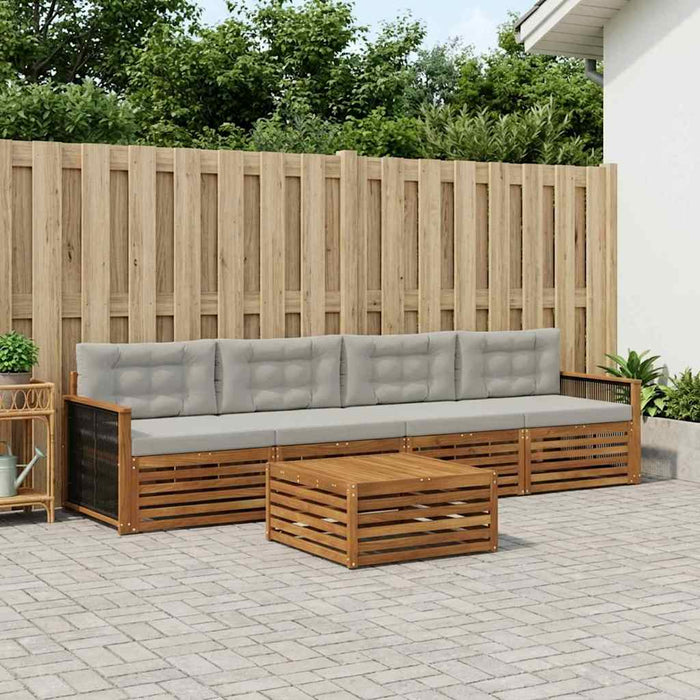Set de canapele de exterior 5 pcs Natural și gri deschis WALTI