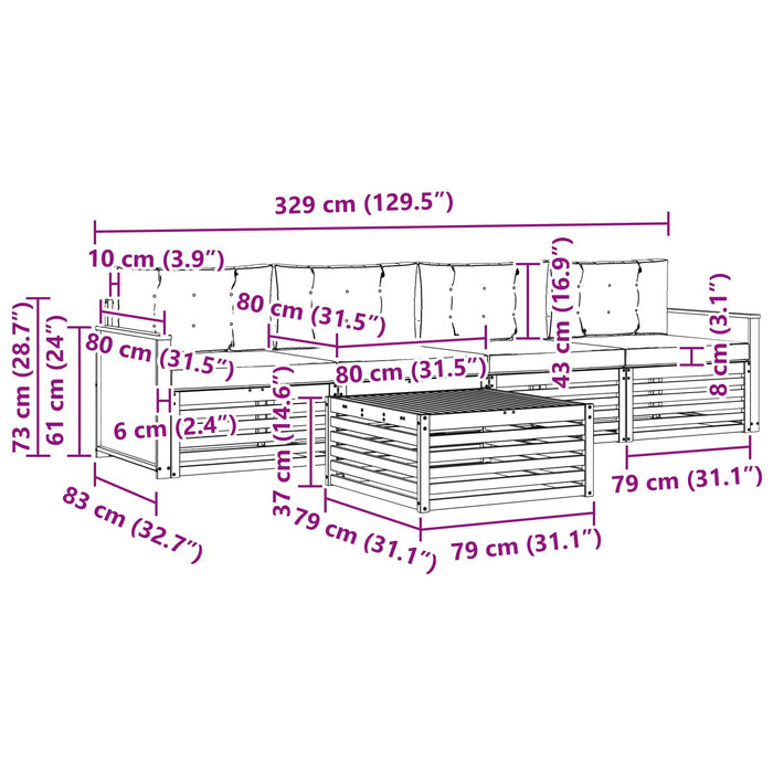 Set de canapele de exterior 5 pcs Natural și gri deschis WALTI