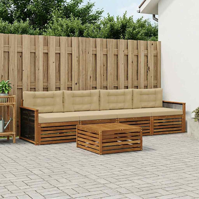 Set de canapele de exterior cu pernă 5 pcs Natural și Bej WALTI