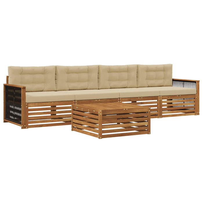 Set de canapele de exterior cu pernă 5 pcs Natural și Bej WALTI