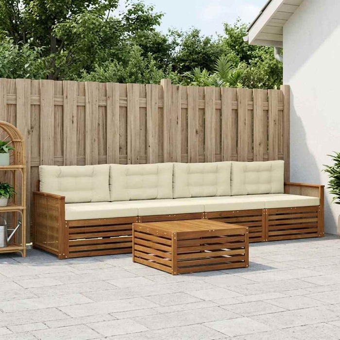 Set de canapele de exterior cu pernă 5 pcs Natural și Crem WALTI