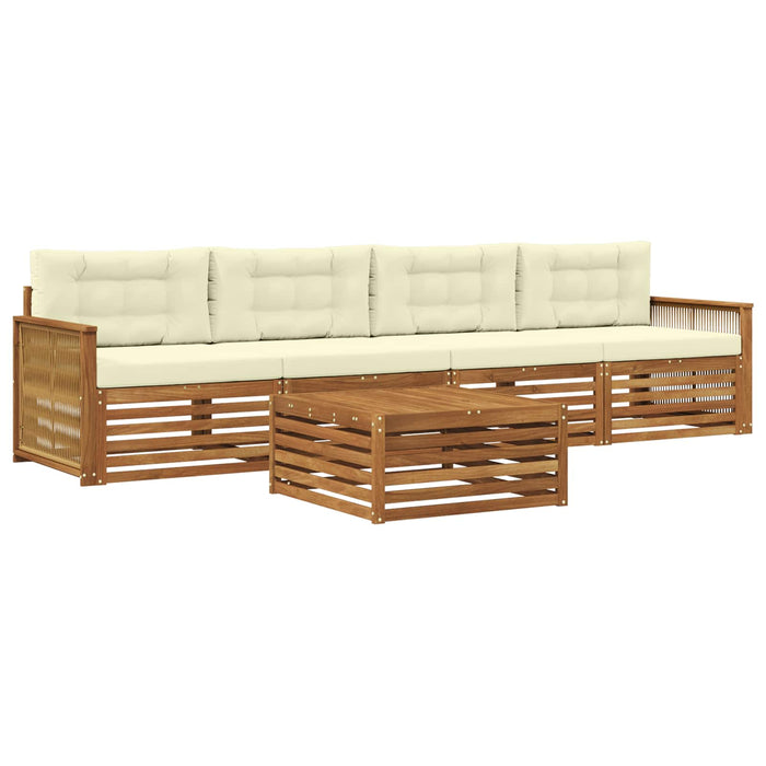 Set de canapele de exterior cu pernă 5 pcs Natural și Crem WALTI