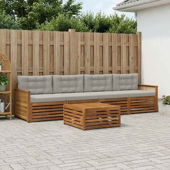 Set de canapele de exterior 5 pcs Natural și gri deschis WALTI