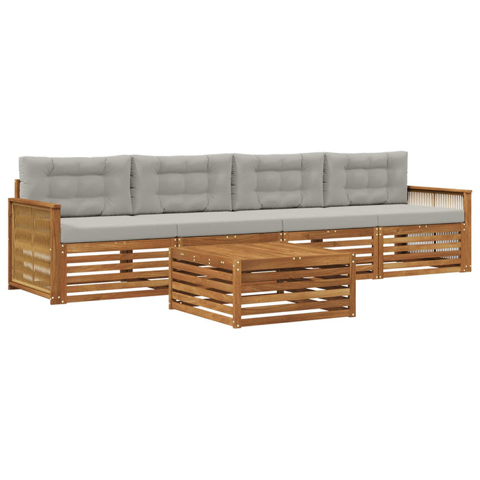 Set de canapele de exterior 5 pcs Natural și gri deschis WALTI