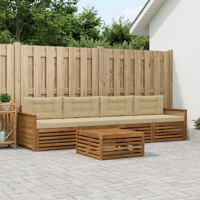 Set de canapele de exterior cu pernă 5 pcs Natural și Bej WALTI